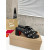 Christian Louboutin Black Leather Studded 55mm heel Slide Sandals