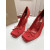 Christian Louboutin Red Satin Bow 100mm Square Toe Stiletto Pumps