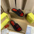 Christian Louboutin Black Crystal Slide Sandals Red Rhinestone Circular Logo