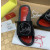 Christian Louboutin Black Crystal Slide Sandals Silver Rhinestone Circular Logo
