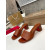 Christian Louboutin Cognac Brown Leather 55mm heel Block Heel Slide Sandal