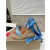 Christian Louboutin Blue Cartoon Print Fabric 120mm heel Wedge Ankle‑Wrap Espadrille Sandal