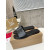 Christian Louboutin Signature Stitched Logo Black Leather Flat Slip‑on Sandal