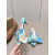 Christian Louboutin Blue‑Tone Watercolor Satin Bow Pointed Mule Kitten Heel Sandals 55mm heel