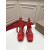 Christian Louboutin Red Satin Ankle‑Tie Bow Kitten Heel Pumps