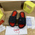 Christian Louboutin Black Spiked Slide Sandals Red Croc‑Embossed Footbed