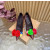 Christian Louboutin Burgundy Satin Multicolor Fabric Flower 100mm Stiletto Heel Pumps