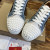 Christian Louboutin Denim Mixed‑Media Crystal Spike Low‑Top Sneakers