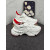 Christian Louboutin White Bubble‑Sole Lace‑Up Chunky Sneakers Red Inner Lining