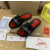 Christian Louboutin Black Crystal Logo Embellished Flat Slide Sandals