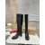 Christian Louboutin Black Smooth Leather 85mm heel Block‑Heel Knee‑High Boots