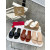 Christian Louboutin Caramel Brown Leather Stitched Logo Flat Slide Sandal