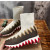 Christian Louboutin Beige‑Brown Knit Sock‑Style Shark‑Tooth Sole High‑Top Sneaker Boots