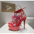 Christian Louboutin Red Patent Iridescent Crystal‑Flower 150mm Platform Ankle‑Tie Sandals