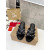 Christian Louboutin Black Leather Studded 55mm heel Slide Sandals