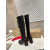 Christian Louboutin Black Smooth Leather 85mm heel Block‑Heel Knee‑High Boots