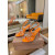 Christian Louboutin Orange Patent Studded Crisscross Ankle‑Strap Open‑Toe High Heel Sandals
