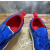 Christian Louboutin Blue Satin Crystal Spiked Low‑Top Sneakers