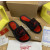 Christian Louboutin Black Crystal Slide Sandals Red Rhinestone Circular Logo