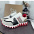 Christian Louboutin White‑Black‑Beige Color‑Block Lace‑Up Sneakers Red Shark‑Tooth Sole