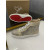 Christian Louboutin Gold Glitter Blue Crystal‑Embellished High‑Top Sneakers