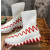 Christian Louboutin White Knit Sock‑Style Red Shark‑Tooth Sole High‑Top Sneaker Boots