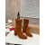 Christian Louboutin Cognac Suede Side‑Zip Block‑Heel Ankle Boots 85mm heel