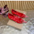 Christian Louboutin Red Mesh Pearl Crystal‑Embellished Pointed‑Toe Flat Pumps
