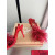 Christian Louboutin Red Satin Feather 100mm Slingback Stiletto Sandals