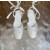 Christian Louboutin White Satin Crystal‑Embellished Ankle‑Tie Slingback Ballet Flats
