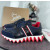 Christian Louboutin Navy‑Black Color‑Block Lace‑Up Sneakers Red Shark‑Tooth Sole