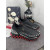 Christian Louboutin Black Silver‑Spiked Slip‑On Sneakers Red Shark‑Tooth Sole