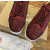 Christian Louboutin Burgundy Suede Crystal‑Embellished Low‑Top Sneakers