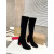 Christian Louboutin Black Suede 85mm heel Block‑Heel Knee‑High Boots