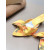 Christian Louboutin Yellow Watercolor‑Print Satin Bow Mule Kitten Heel Sandals 55mm heel