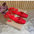 Christian Louboutin Red Satin Crystal‑Embellished Ankle‑Tie Ballet Flats
