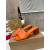 Christian Louboutin Orange Leather 55mm heel Block Heel Slide Sandal