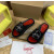 Christian Louboutin Black Crystal Slide Sandals Silver Rhinestone Circular Logo