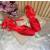 Christian Louboutin Red Satin Crystal‑Embellished Ankle‑Tie Ballet Flats