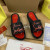Christian Louboutin Black Red Logo‑Print Spiked Slide Sandals Red Footbed