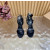 Christian Louboutin Black Satin 100mm Ankle‑Wrap Tie Stiletto Sandals