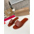 Christian Louboutin Caramel Brown Leather Stitched Logo Flat Slide Sandal