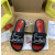 Christian Louboutin Black Rubber Slide Sandals White Signature Logo Print