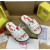 Christian Louboutin White Heart‑Graffiti Print Slides Rainbow Crystal‑Trimmed Sole