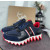 Christian Louboutin Navy‑Black Color‑Block Lace‑Up Sneakers Red Shark‑Tooth Sole