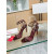 Christian Louboutin Burgundy Patent Spiked Ankle‑Strap 100mm heel Sandal