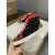 Christian Louboutin Black Printed Suede Red‑Trim Gold‑Spiked High‑Top Sneakers