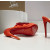 Christian Louboutin Orange Suede Sequin‑Flower 120mm Heel Platform Mule Sandals