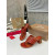 Christian Louboutin Cognac Croc‑Embossed 70mm Block Heel Thong Mule Sandals