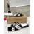 Christian Louboutin Black‑White Woven Flat Slide Sandals